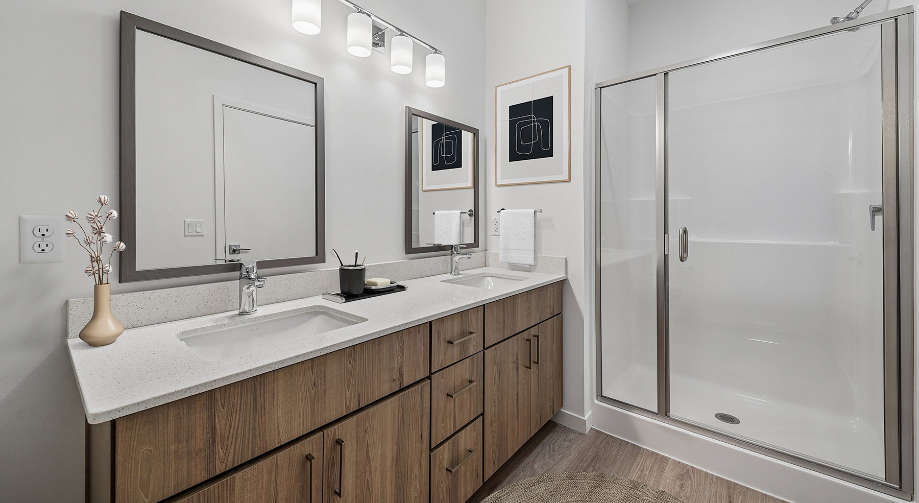bath with sink and shower