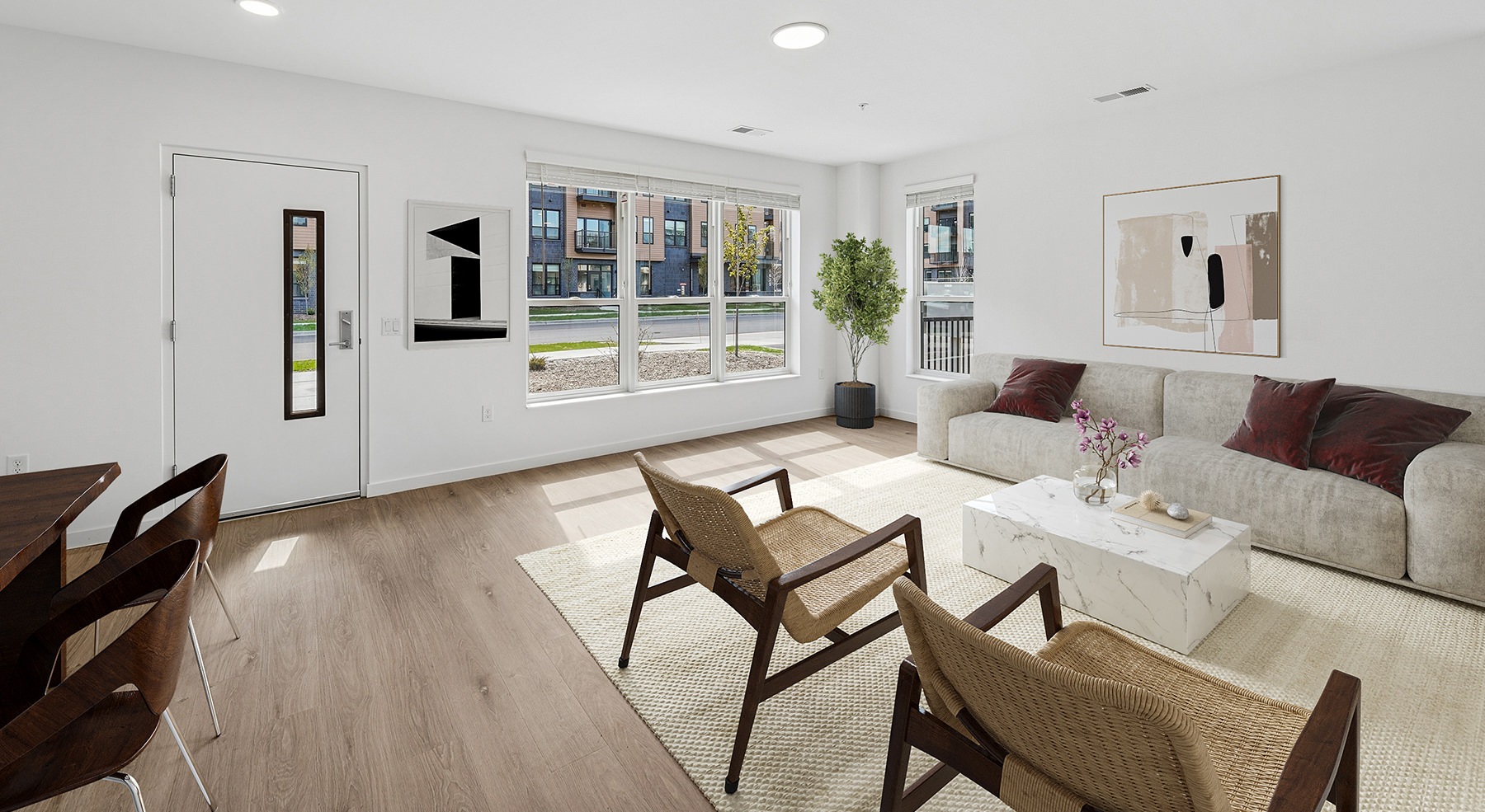living room with couch and chairs
